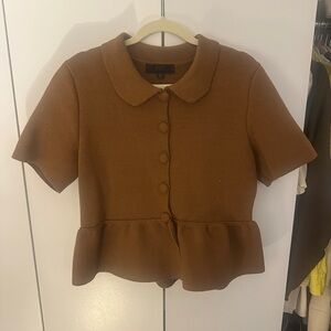 Zara Camel Knit Peplum Cardigan